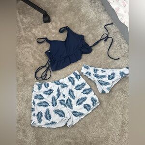Blue Bikini Set with shorts